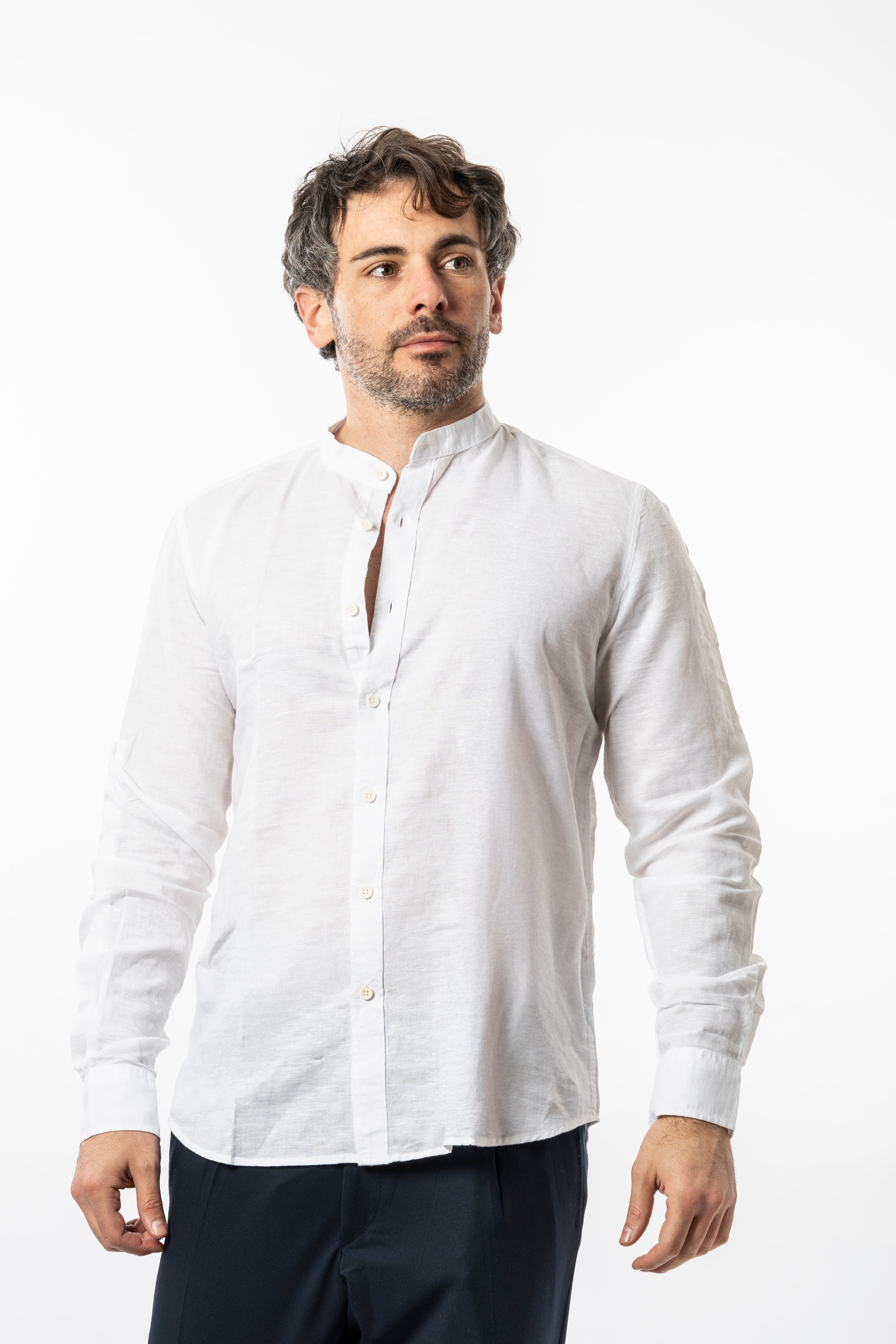 Camicia Vinc coreano linon - Bianco